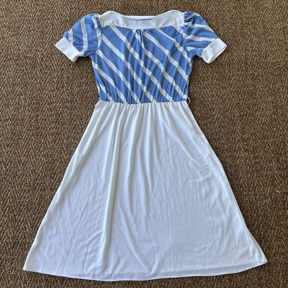Vintage Blue/White Striped Dress Women’s VTG Size 13 Small/Medium READ